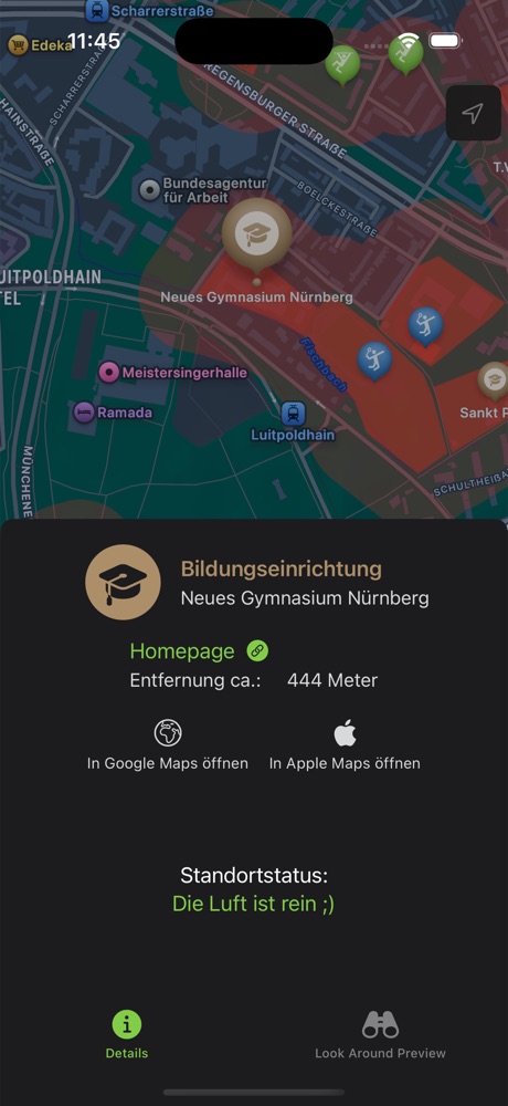 Detailansicht zu einem Ort